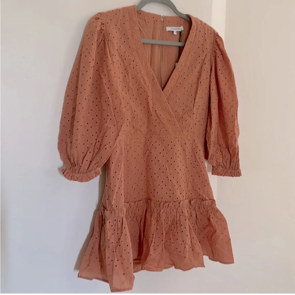 NWT - Olivaceous Loretta Eyelet Mini Dress, Boho Pink - Size Large - Picture 2 of 6
